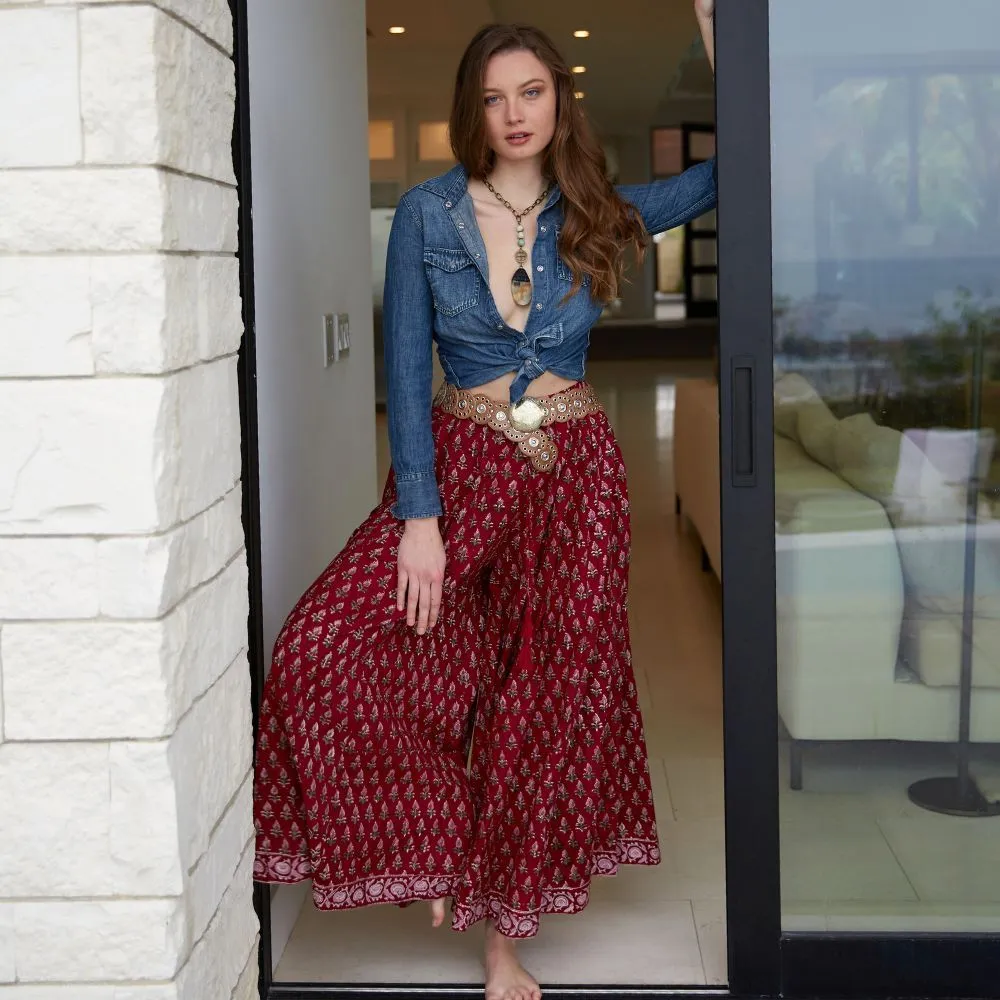 Althea Palazzo Pants: Burgundy (Wholesale)