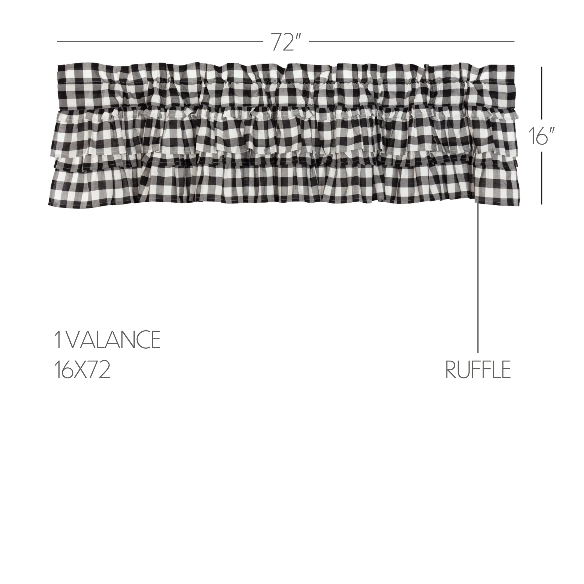 Annie Buffalo Black Check Ruffled Valance 16x72