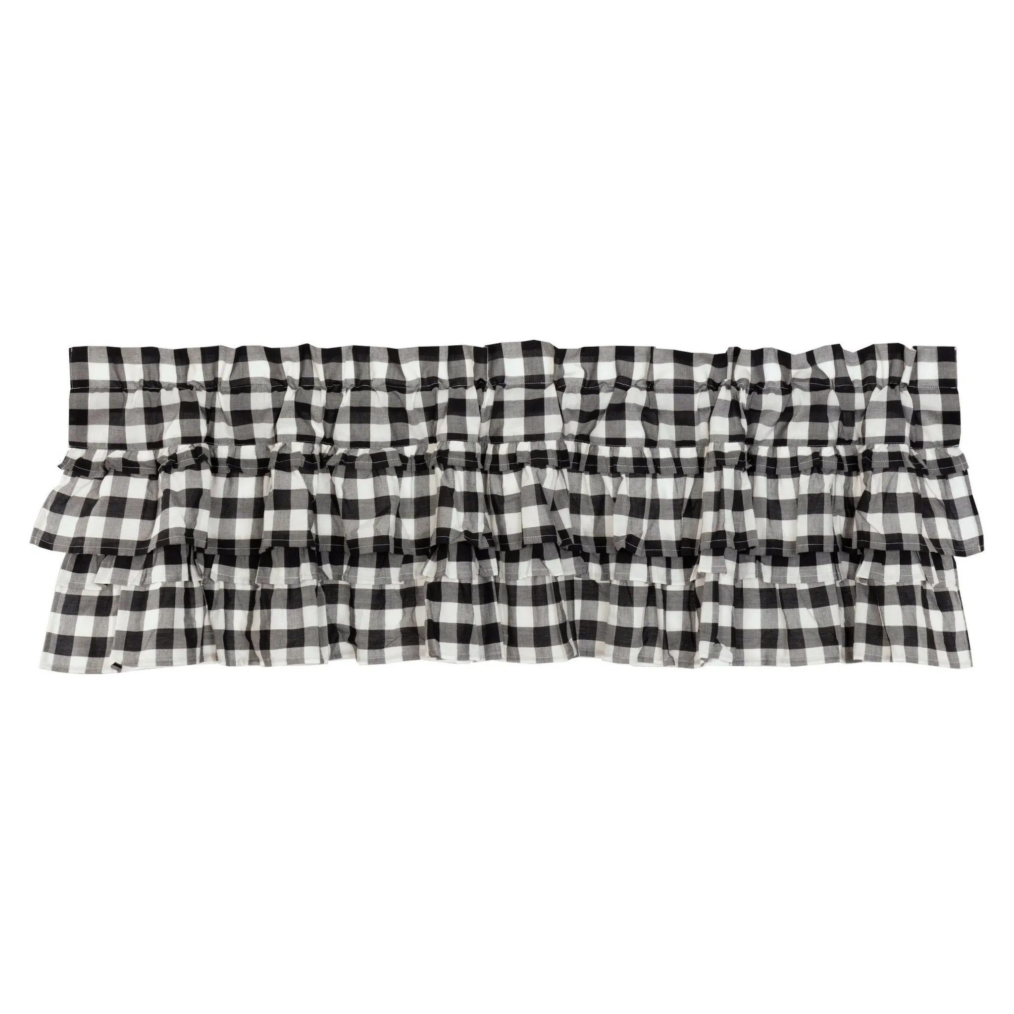 Annie Buffalo Check Black Ruffled Lined Valance 60"