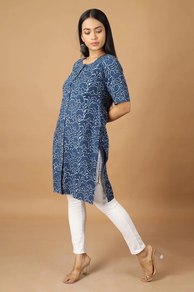 Bageecha Dabu Indigo Kurta