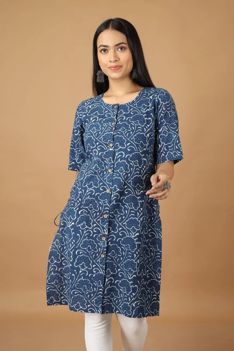 Bageecha Dabu Indigo Kurta