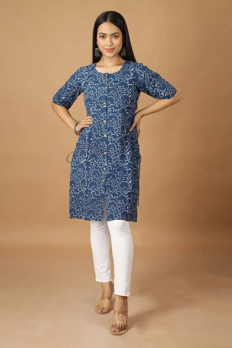 Bageecha Dabu Indigo Kurta