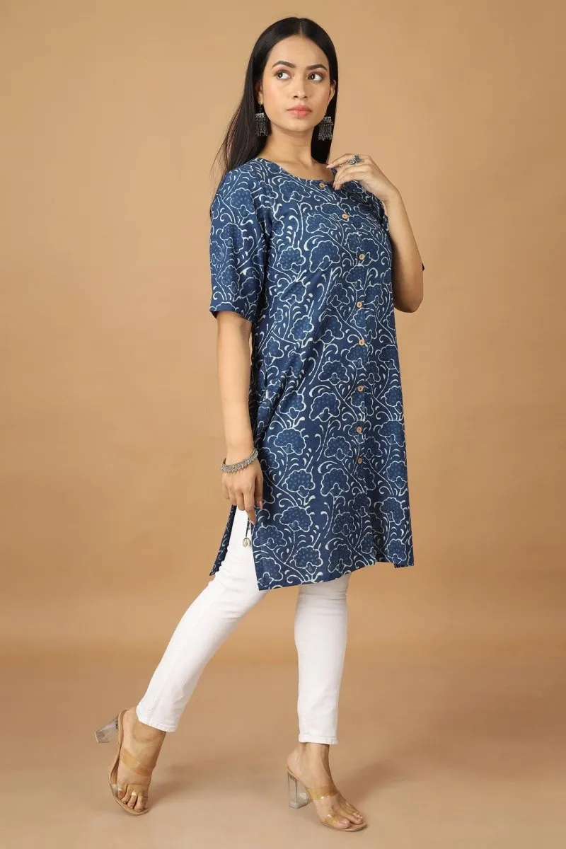 Bageecha Dabu Indigo Kurta