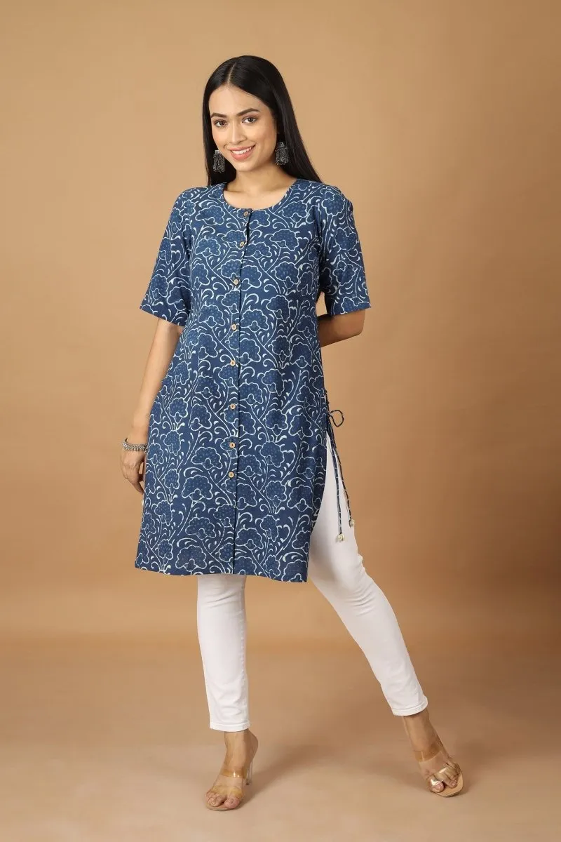 Bageecha Dabu Indigo Kurta