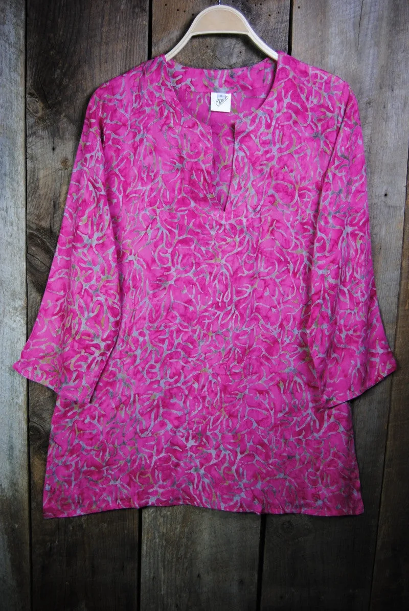 Batik Tunics Foliage in Fuschia