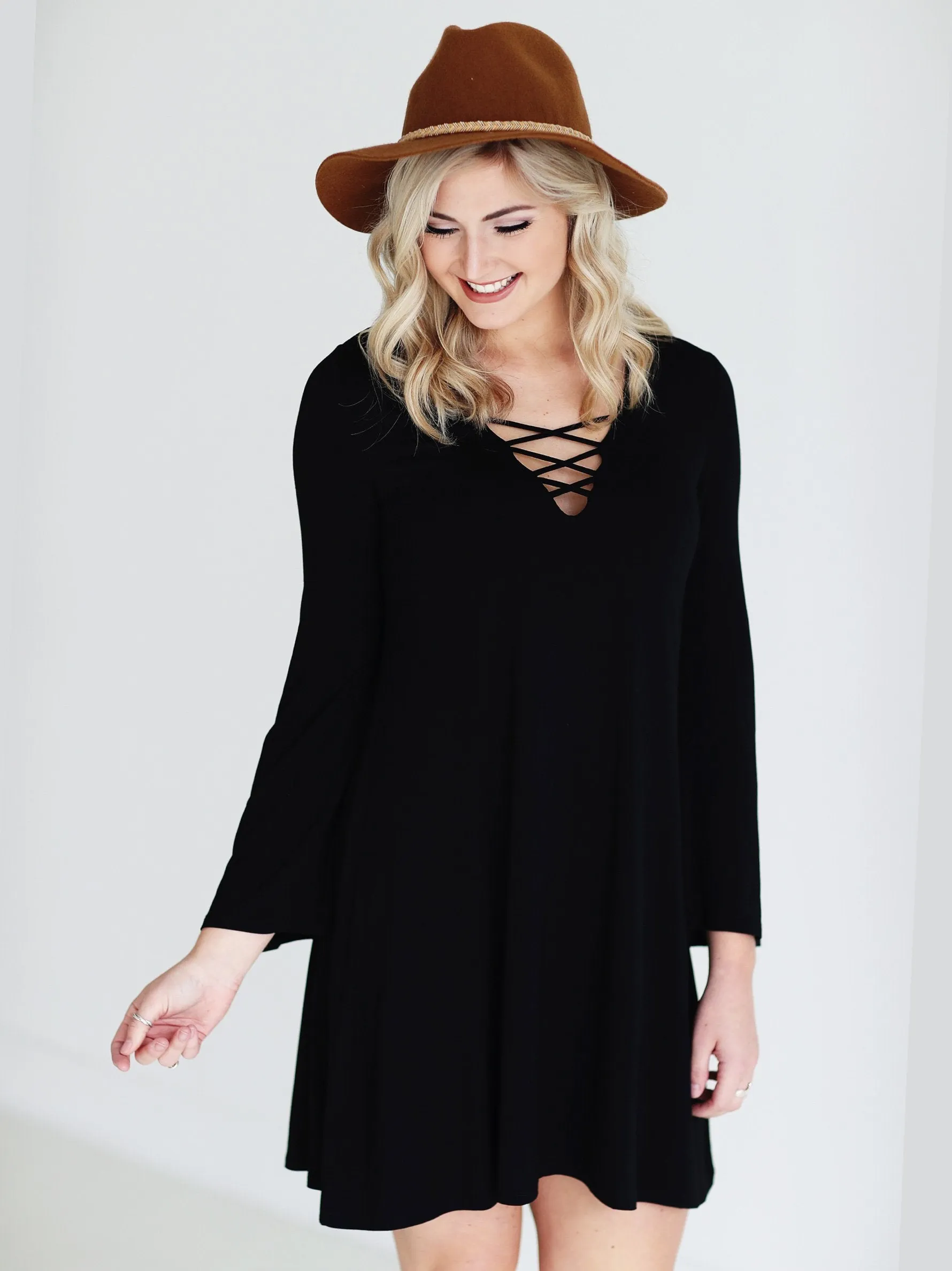 Black DLMN Lace Up Dress