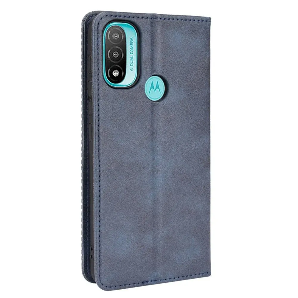 Bofink Vintage Motorola Moto E20 leather case - Blue