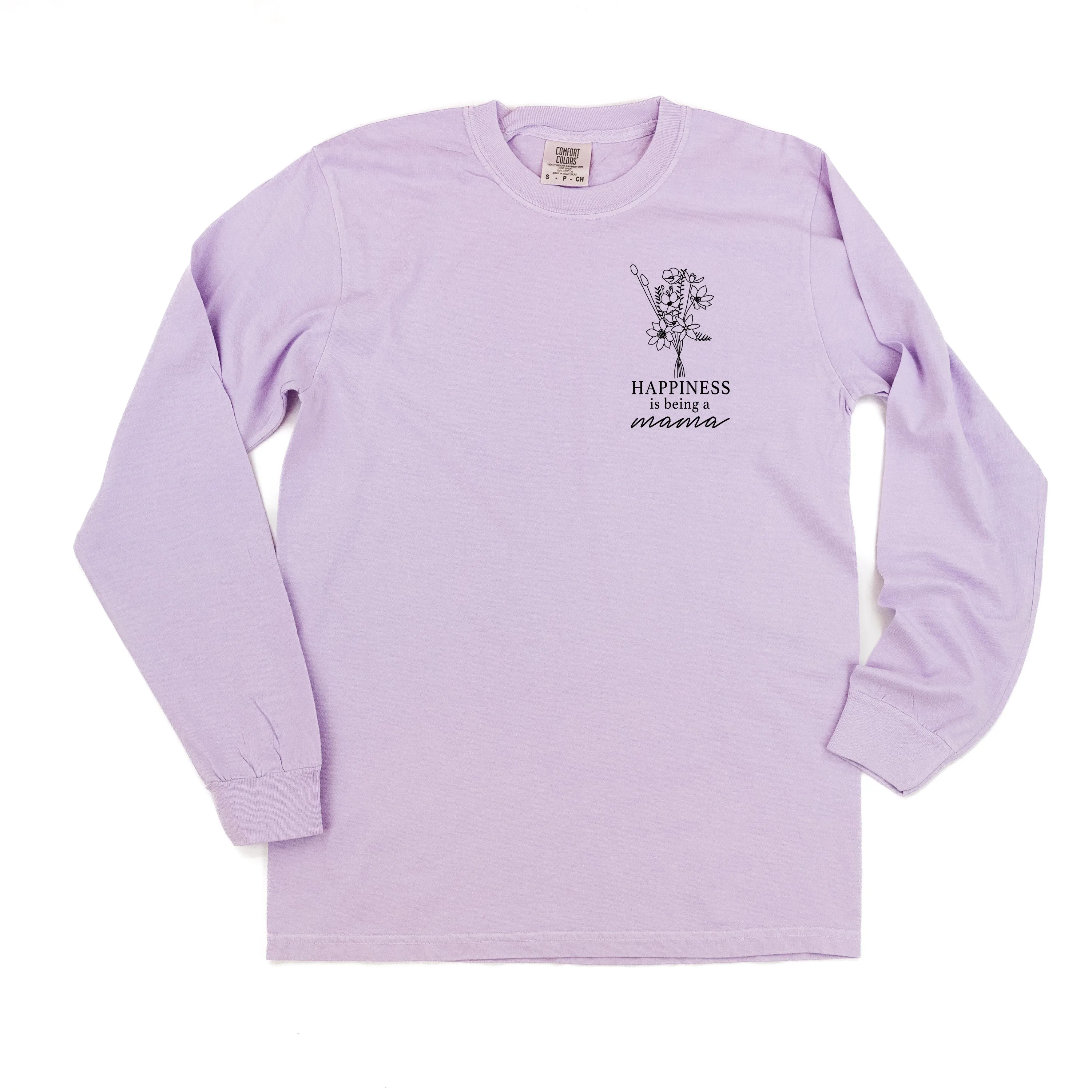 Bouquet Style - Happiness is Being a MAMA - LONG SLEEVE COMFORT COLORS TEE