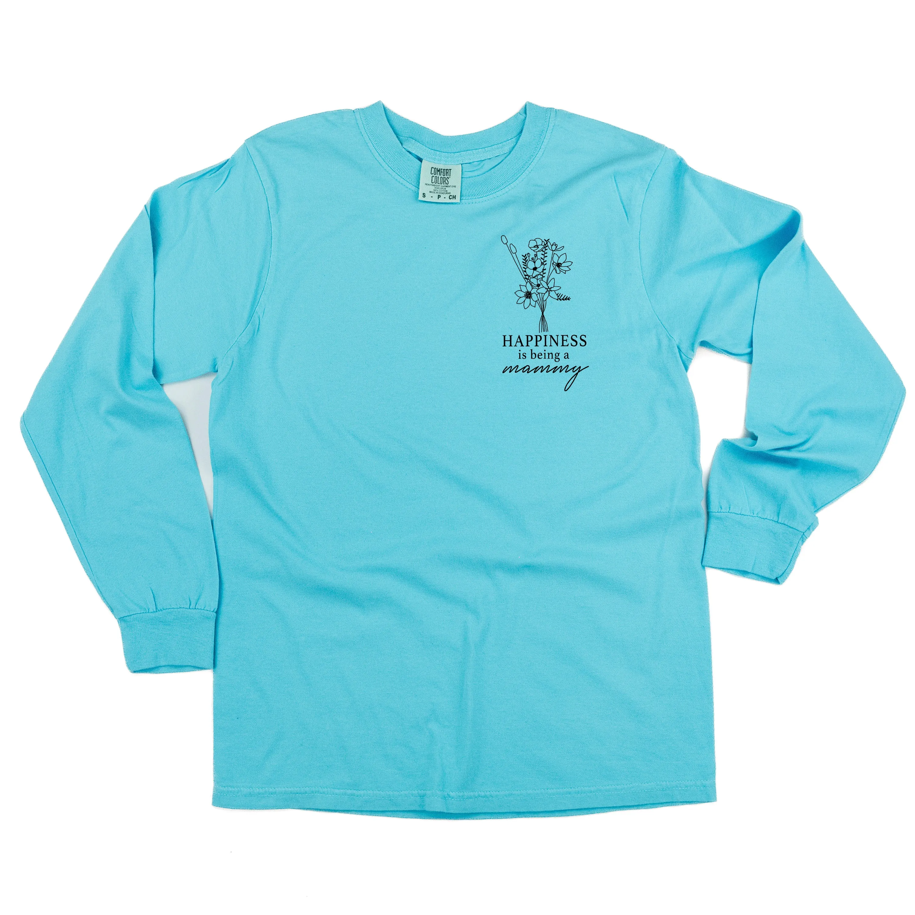 Bouquet Style - Happiness is Being a MAMMY - LONG SLEEVE COMFORT COLORS TEE