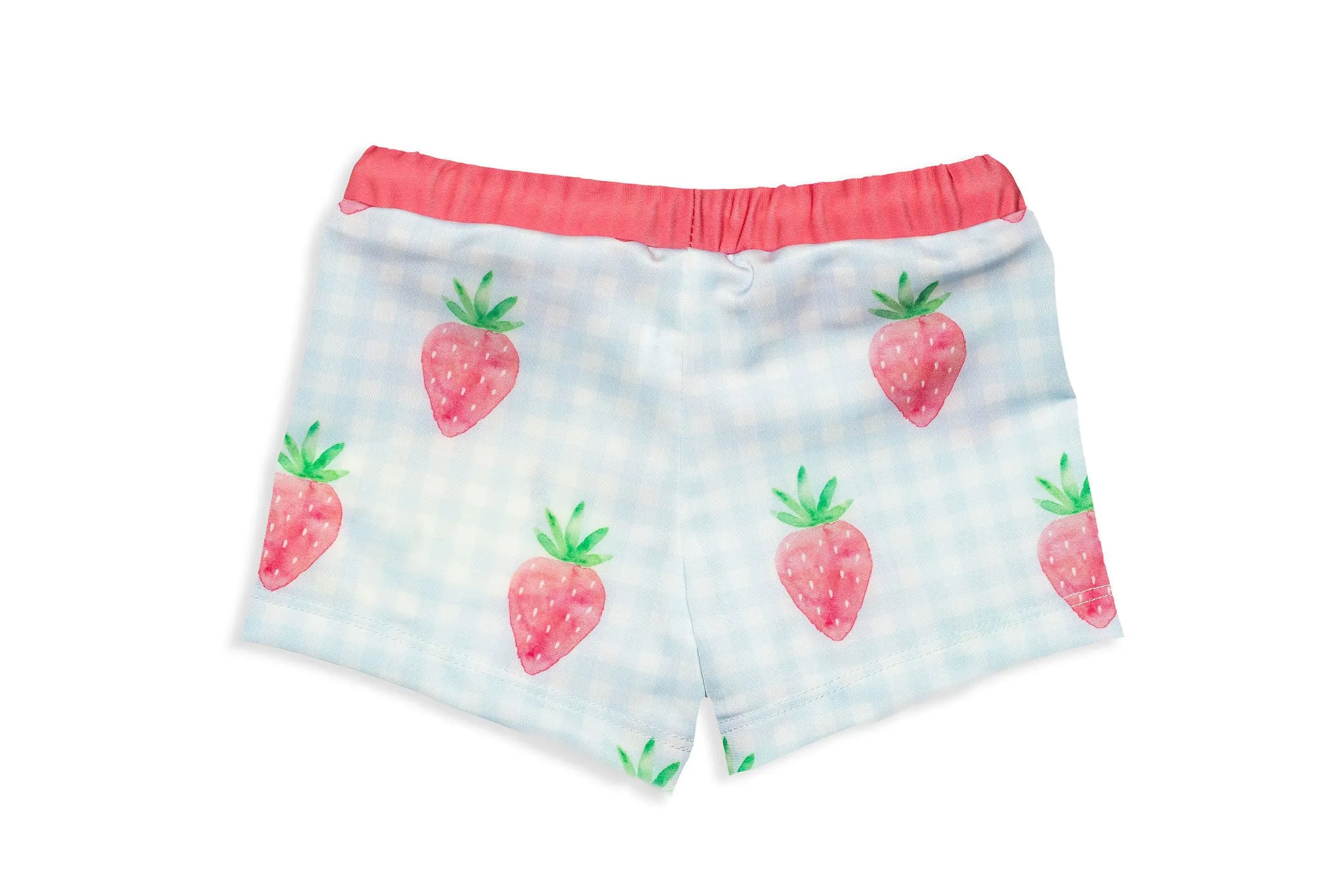 Boy's Blue Lycra Swim Shorts with Strawberries