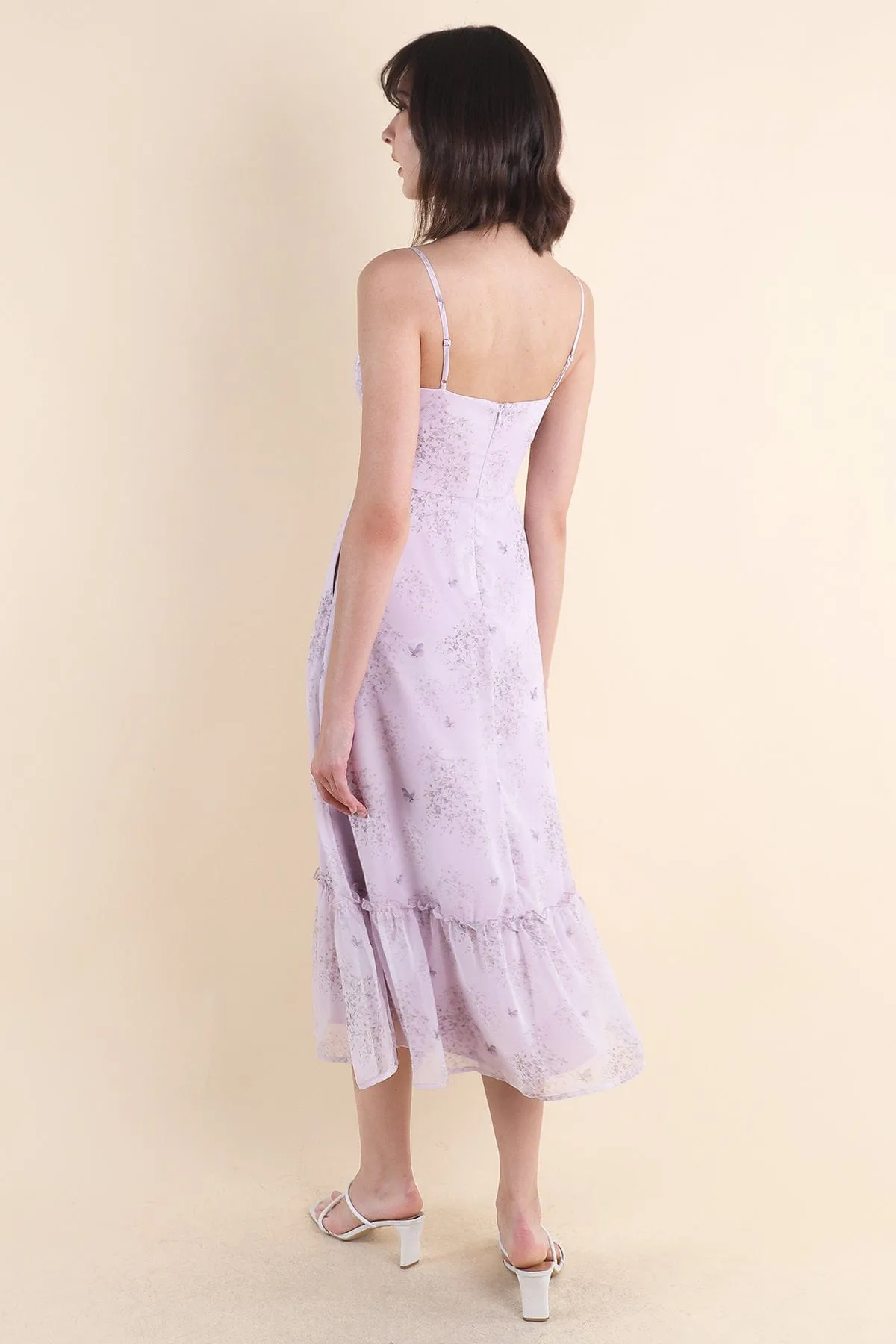 BRANT FLORAL RUCHED MAXI IN LILAC