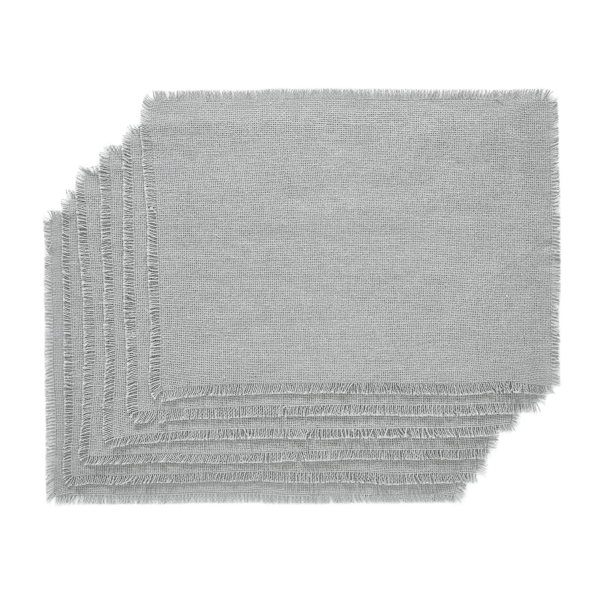 Burlap Dove Grey Fringed Placemat Set of 6