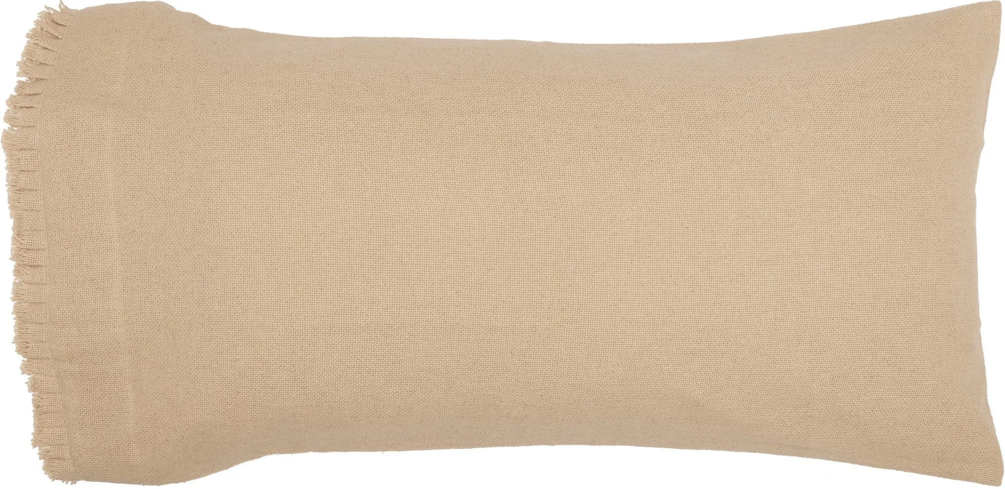 Burlap Vintage Ruffled King Pillow Case - Set of 2