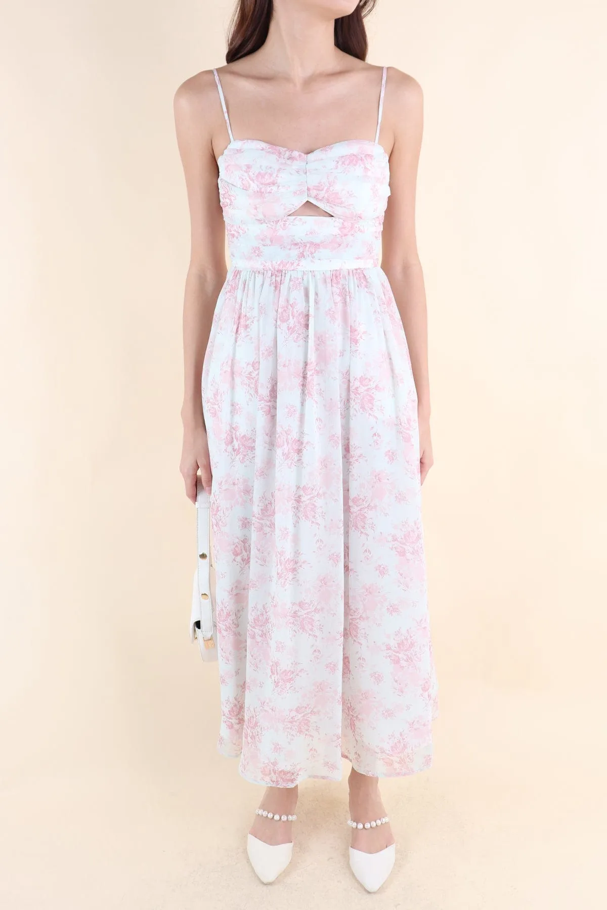 CECILY FLORAL MAXI IN MUTED RED