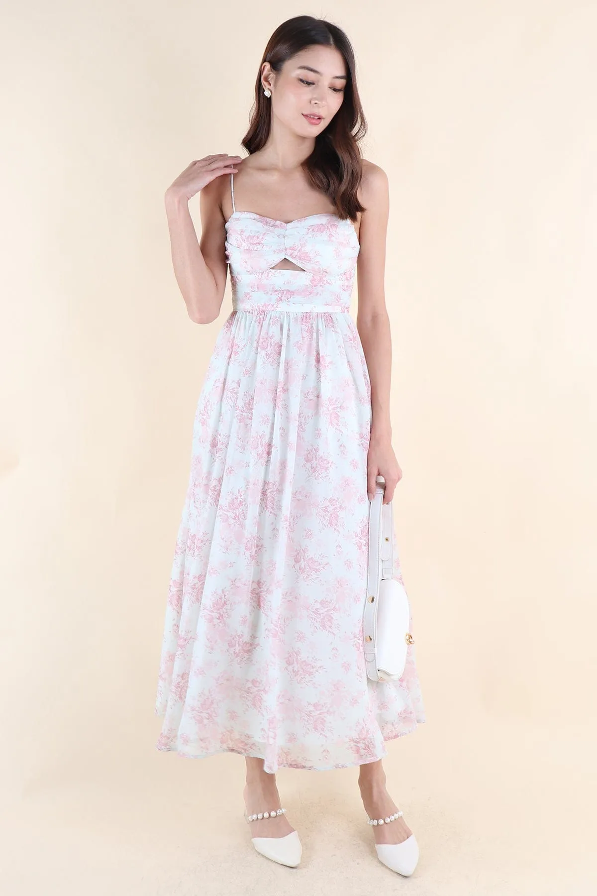 CECILY FLORAL MAXI IN MUTED RED