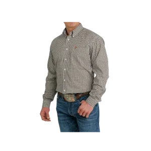 Cinch Men's Geometric Print Button Down Western White Gold Shirt