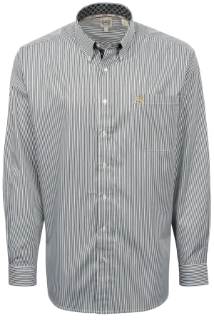 Cinch Tencel Stripe Button-Front Shirt - Black