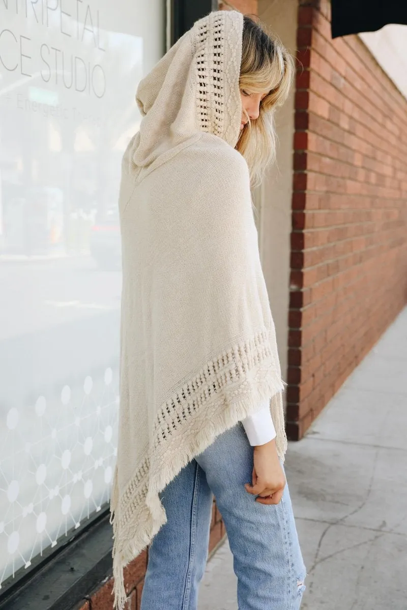 Classic Knit Hooded Poncho