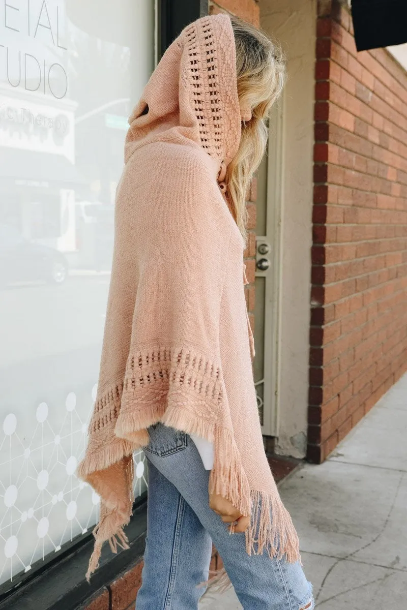 Classic Knit Hooded Poncho