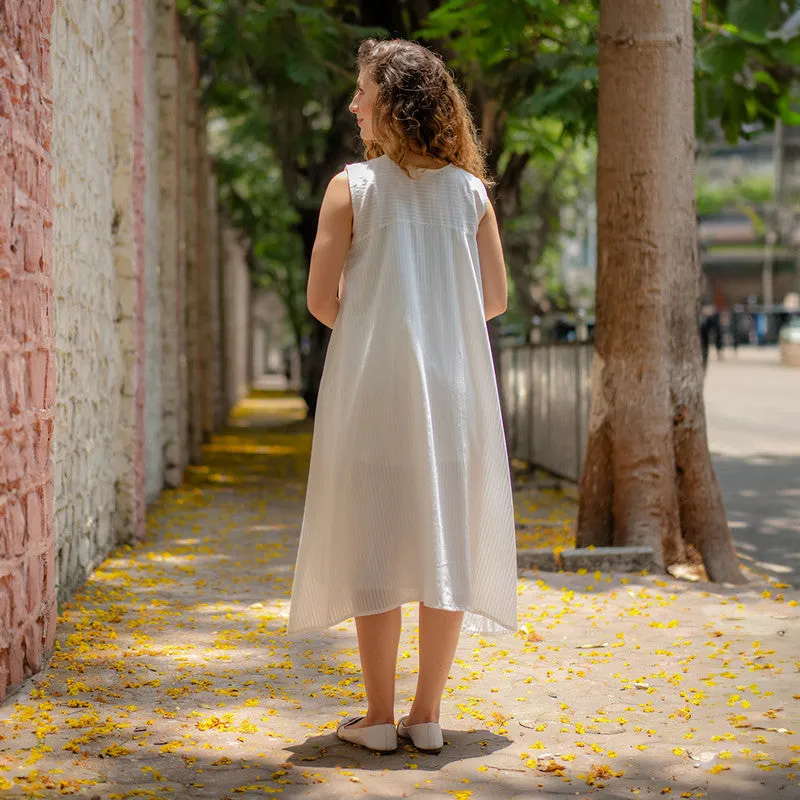 Cotton Embroidered Dress for Women | White | Floral