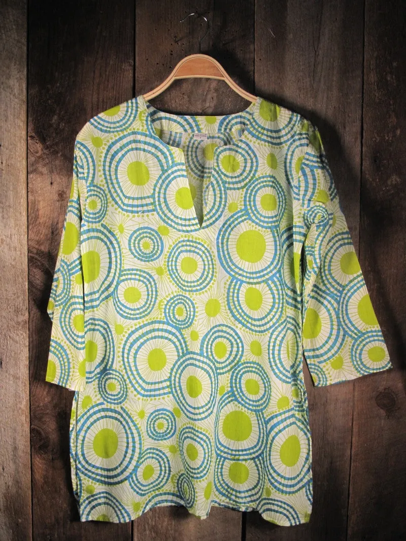 Cotton Print Tunic Lime Mod