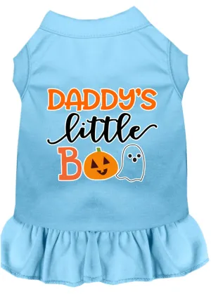 Daddy's Little Boo Screen Print Dog Dress Baby Blue Lg