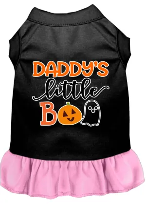 Daddy's Little Boo Screen Print Dog Dress Black With Light Pink Xxl