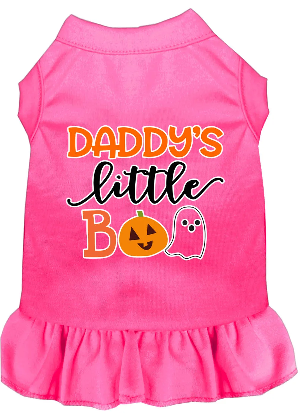 Daddy's Little Boo Screen Print Dog Dress Bright Pink Xl