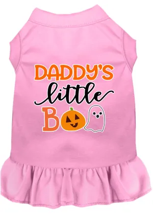 Daddy's Little Boo Screen Print Dog Dress Light Pink 4x