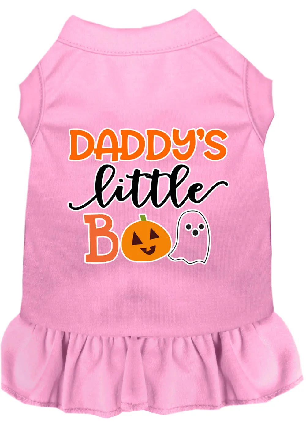 Daddy's Little Boo Screen Print Dog Dress Light Pink 4x