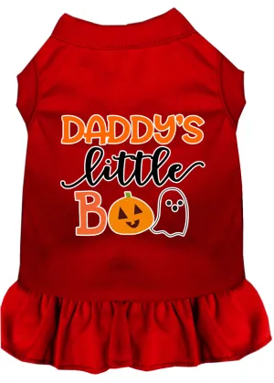 Daddy's Little Boo Screen Print Dog Dress Red Xs