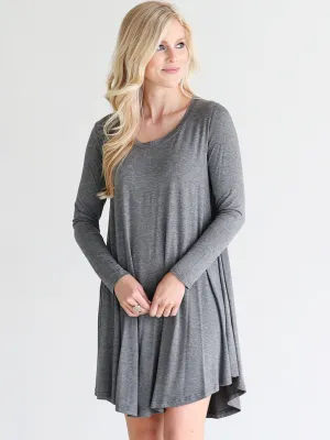 Dark Heather Gray DLMN Swing Dress