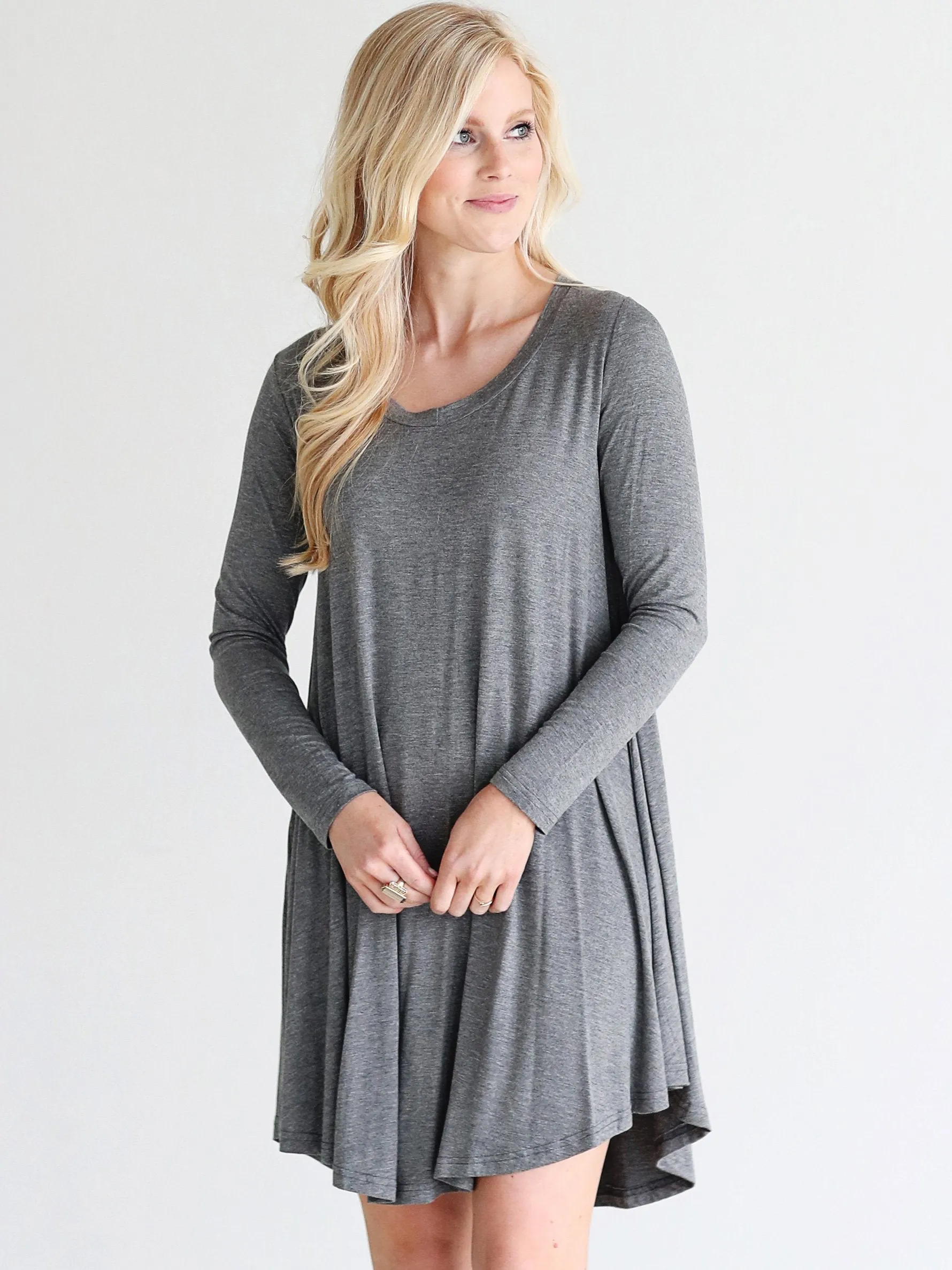 Dark Heather Gray DLMN Swing Dress