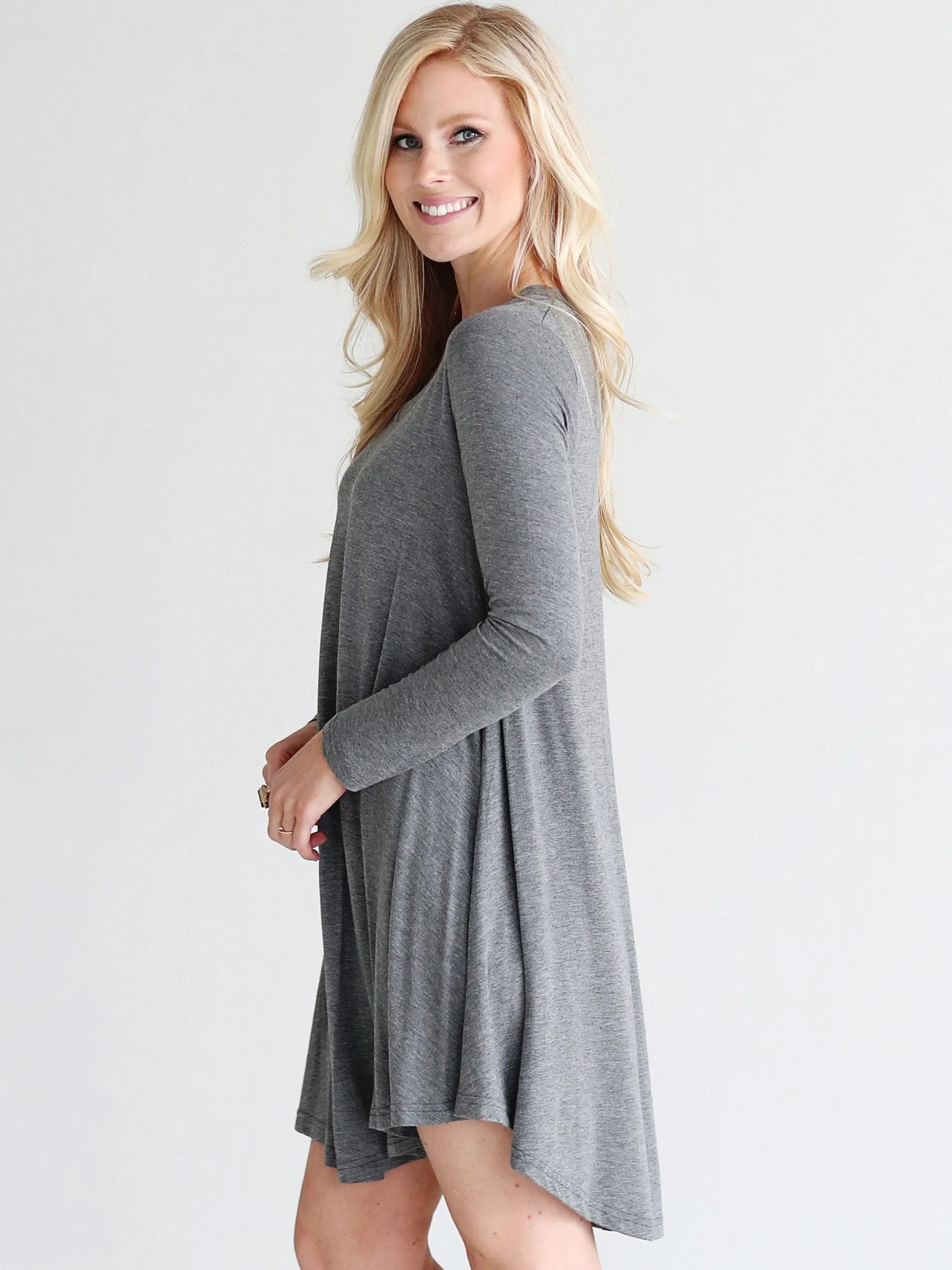 Dark Heather Gray DLMN Swing Dress