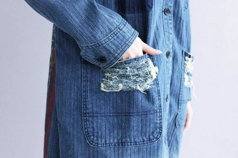 Distressed Long Denim Coat