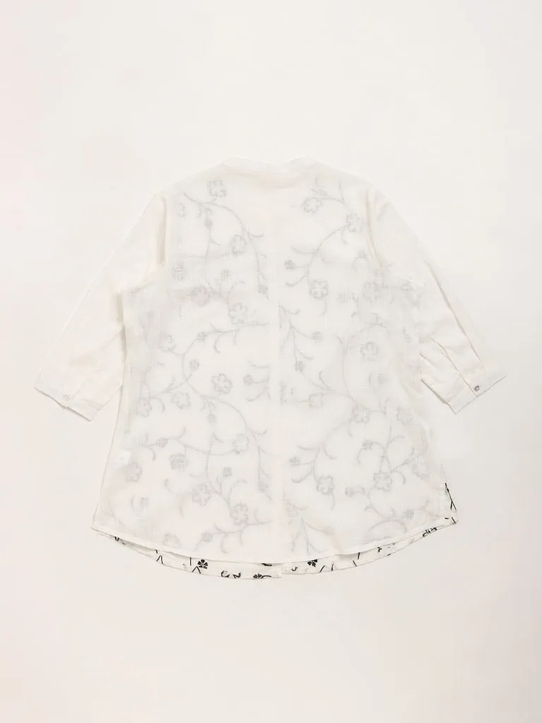 Diza White Floral Embroidery Tunic