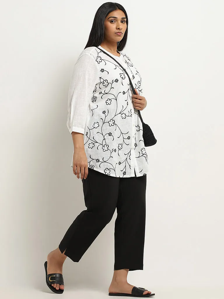 Diza White Floral Embroidery Tunic