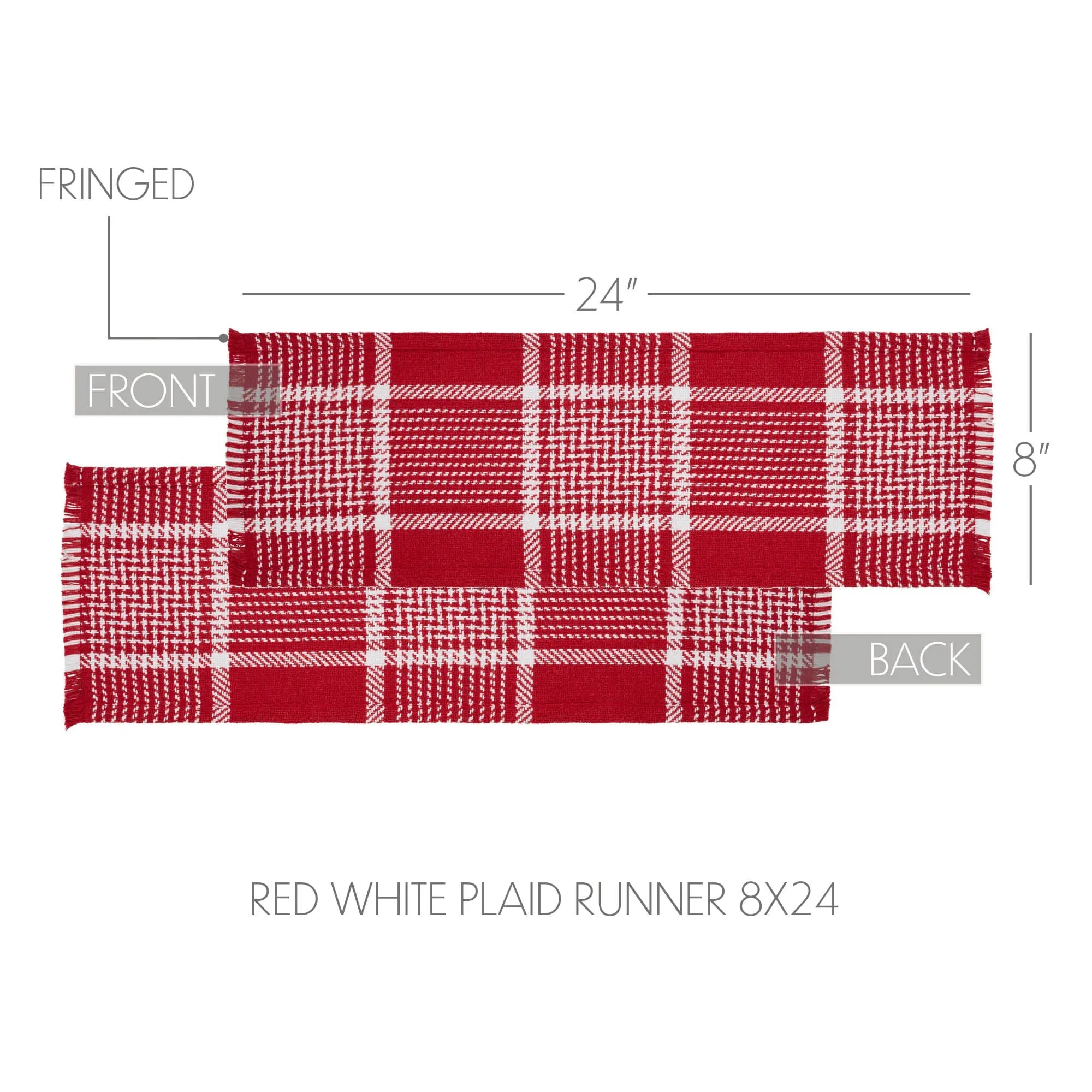 Eston Red Plaid Fringed Runner 8x24"