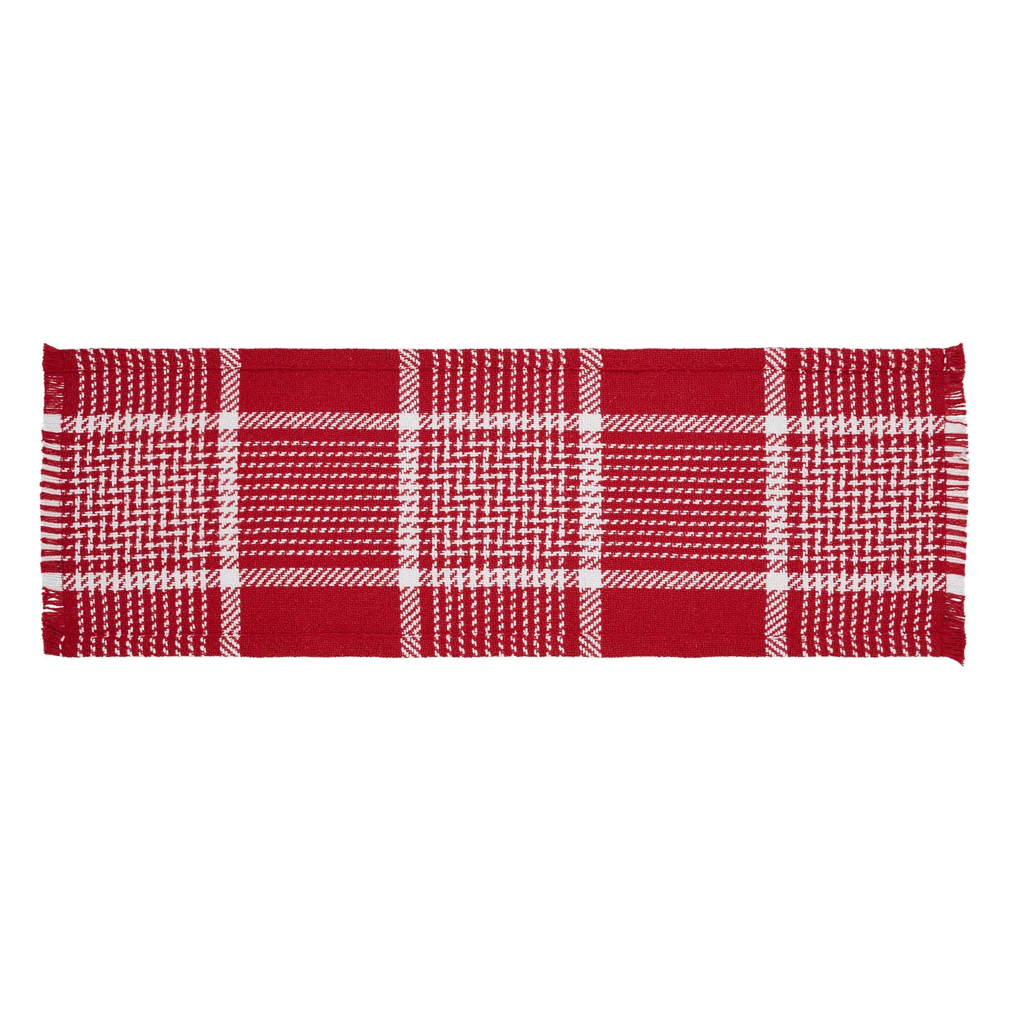 Eston Red Plaid Fringed Runner 8x24"