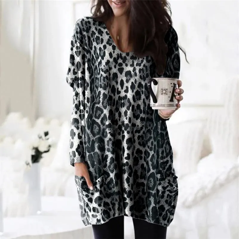 Fashion Leopard Print Long Sleeve Top Sweatshirt T-shirt Women