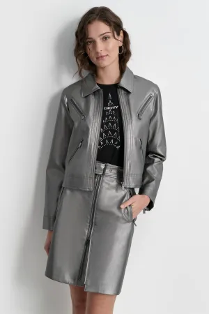 FAUX LEATHER MOTO JACKET