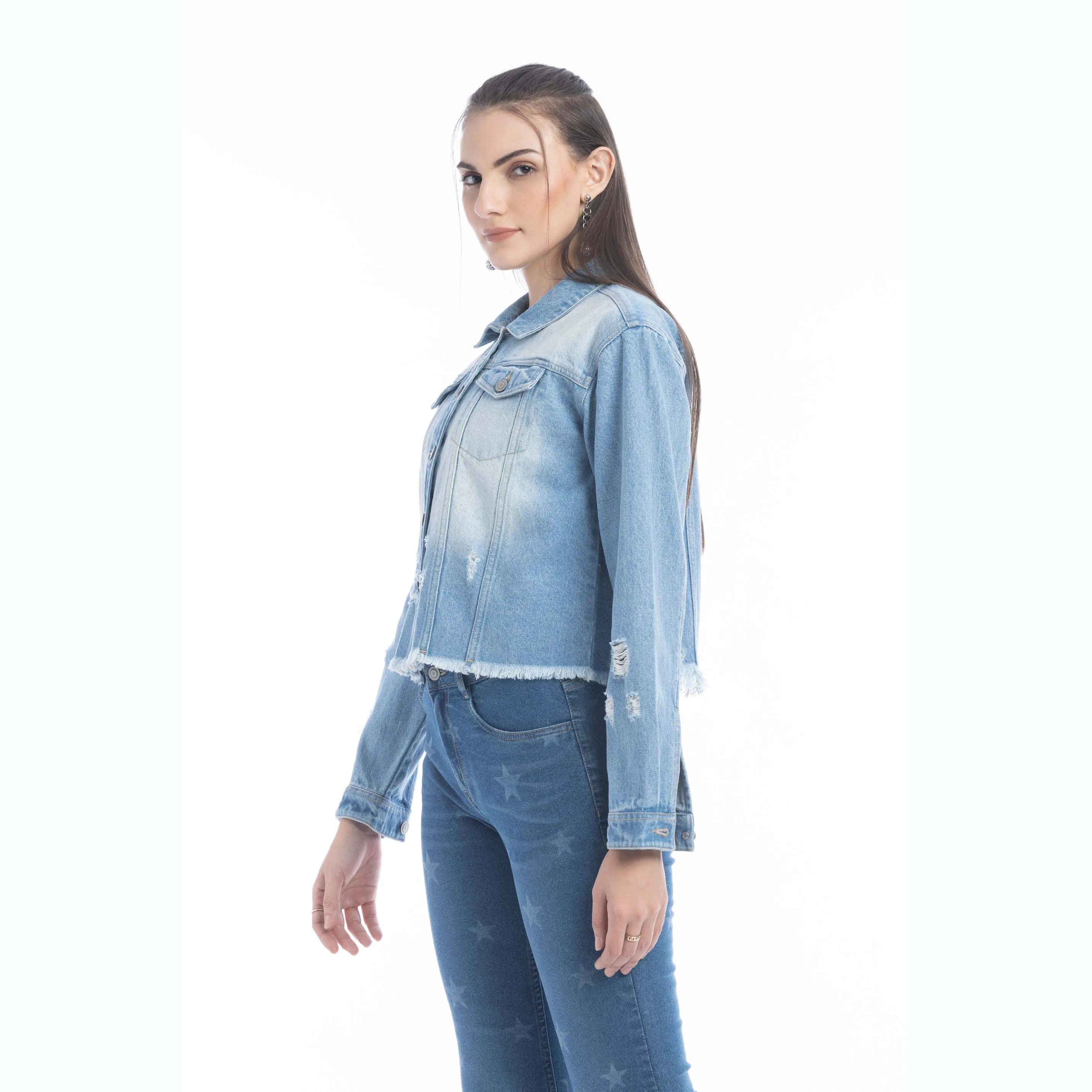 Francesca Frayed Hem Denim Jacket