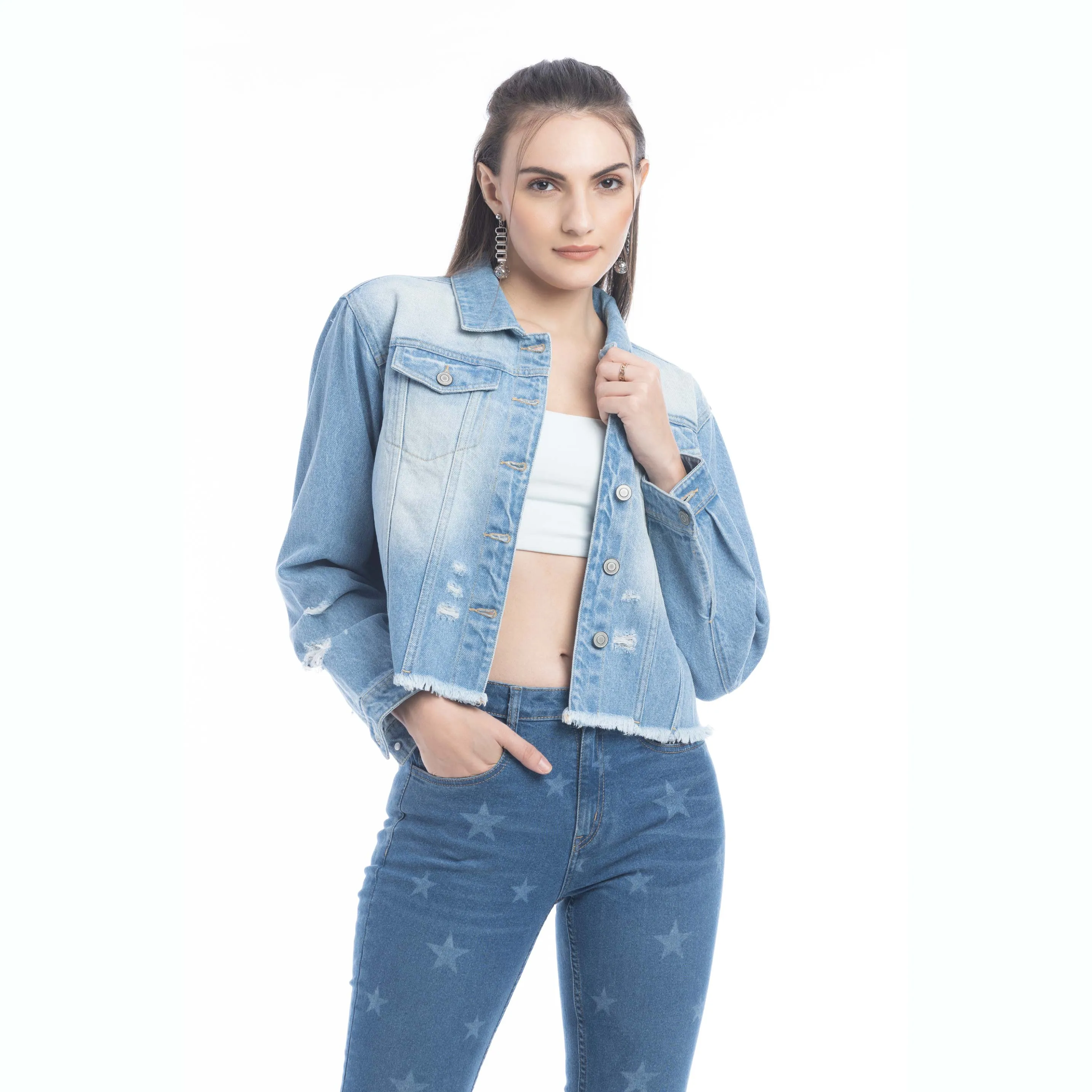 Francesca Frayed Hem Denim Jacket