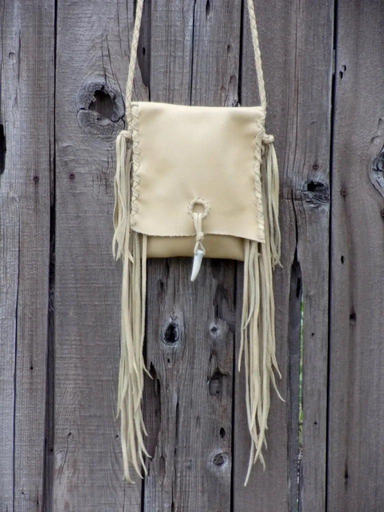 Fringed leather handbag, simple crossbody bag