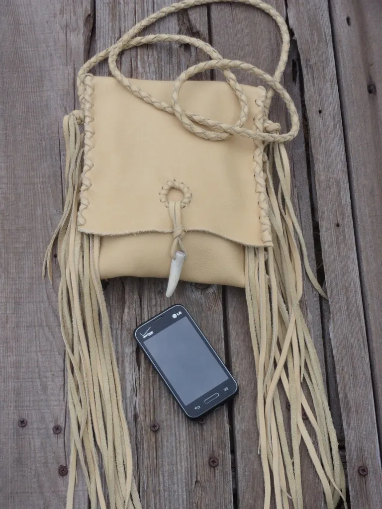 Fringed leather handbag, simple crossbody bag