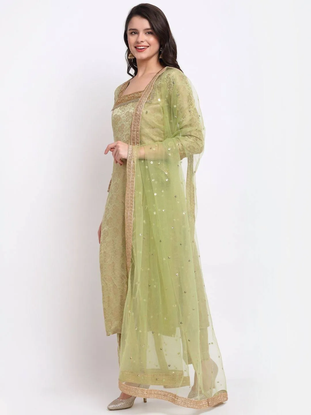 Green Palazzo Suit Set with Dupatta