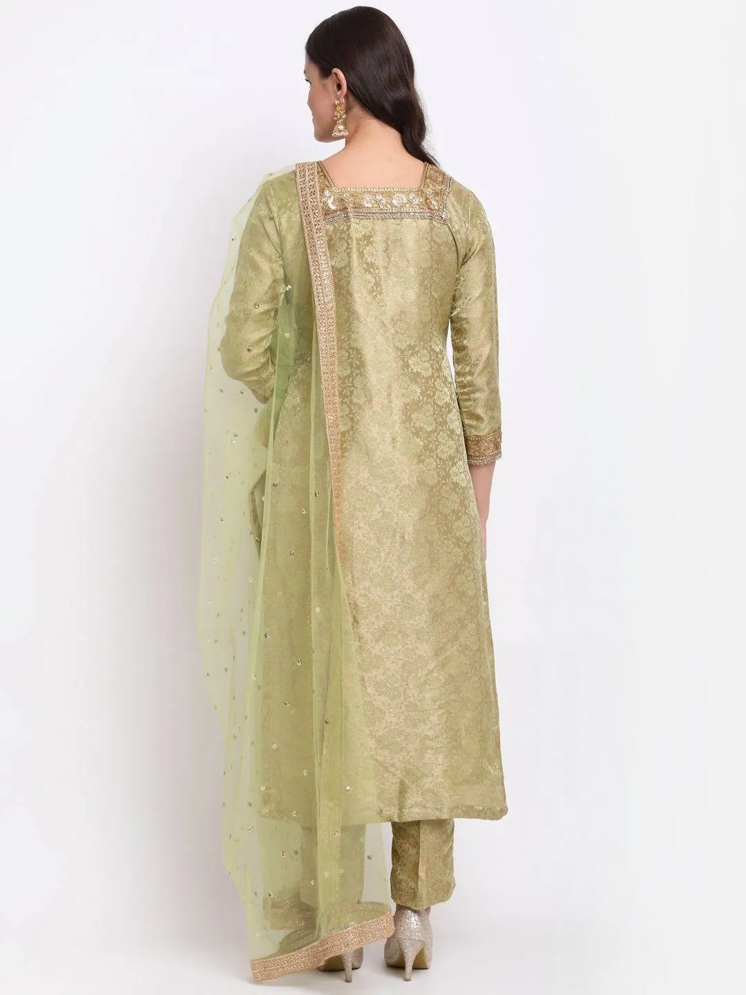 Green Palazzo Suit Set with Dupatta