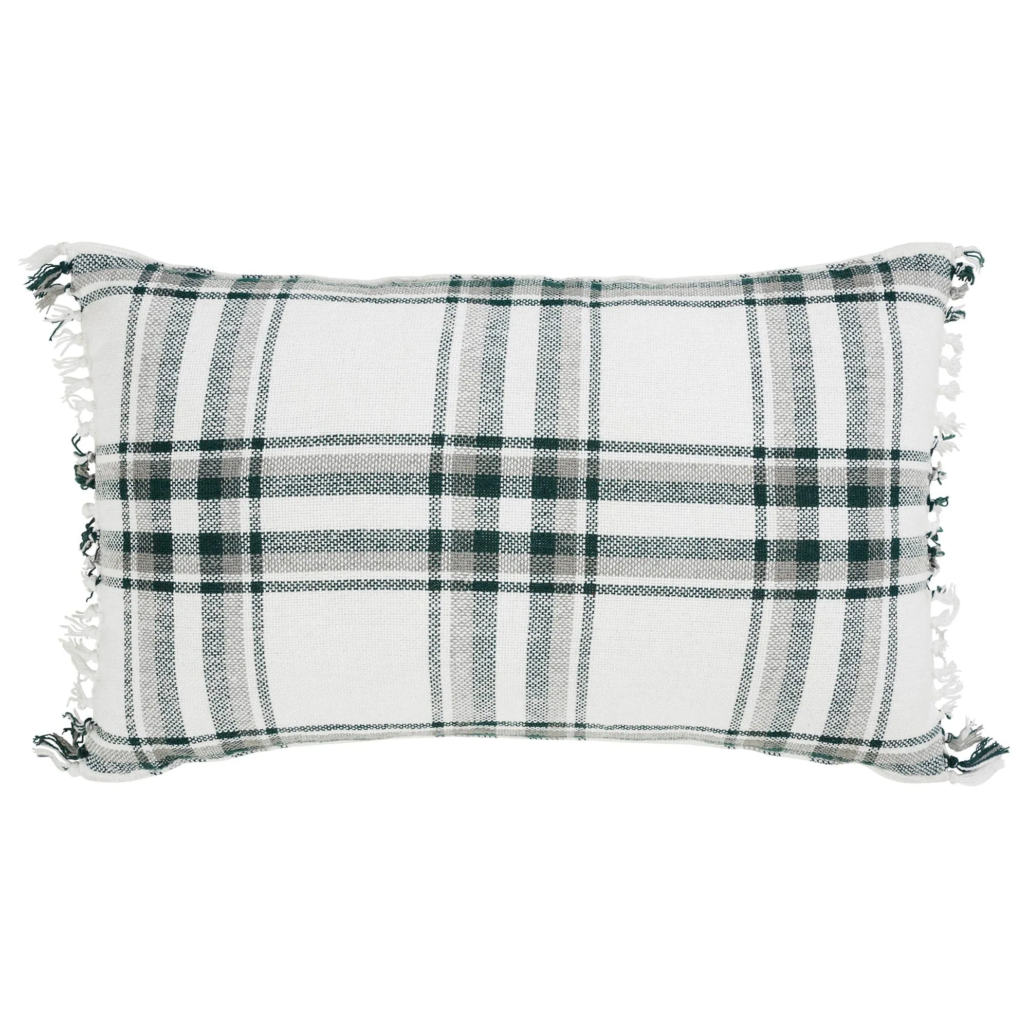 Harper Plaid Fringed Pillow 14x22"