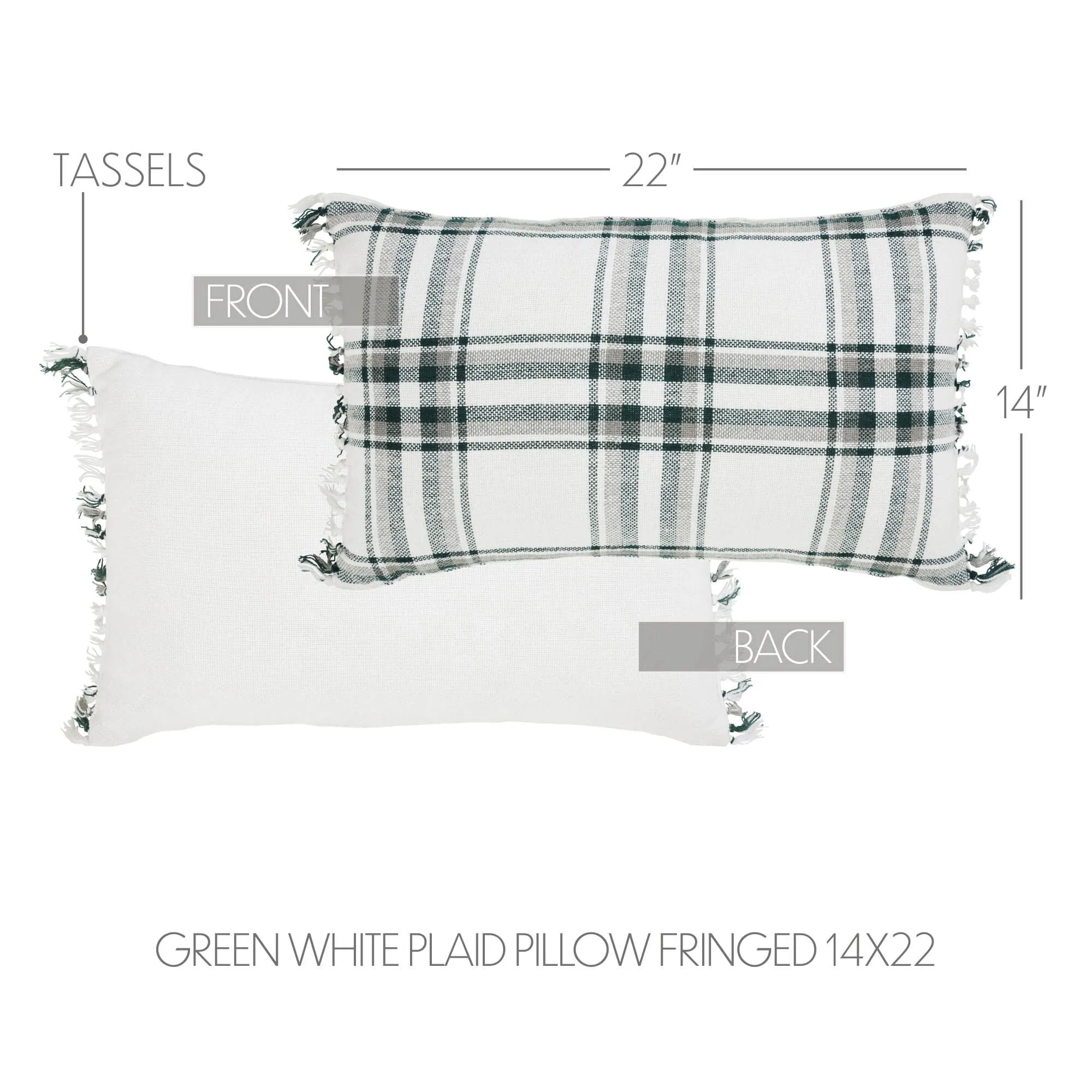 Harper Plaid Fringed Pillow 14x22"