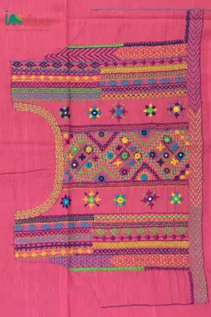 Indiva Pink Lambani Hand Embroidered Blouse Piece